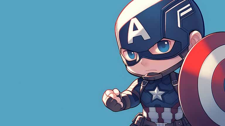 chibi captain america with shield desktop wallpaper cover