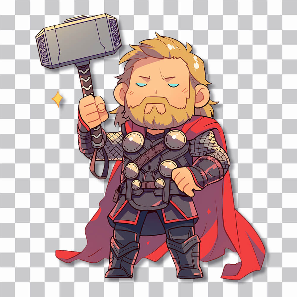 chibi god of thunder thor sticker cover