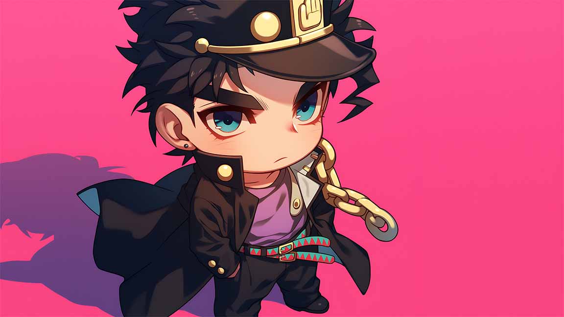 chibi jotaro kujo pink pose wallpaper cover