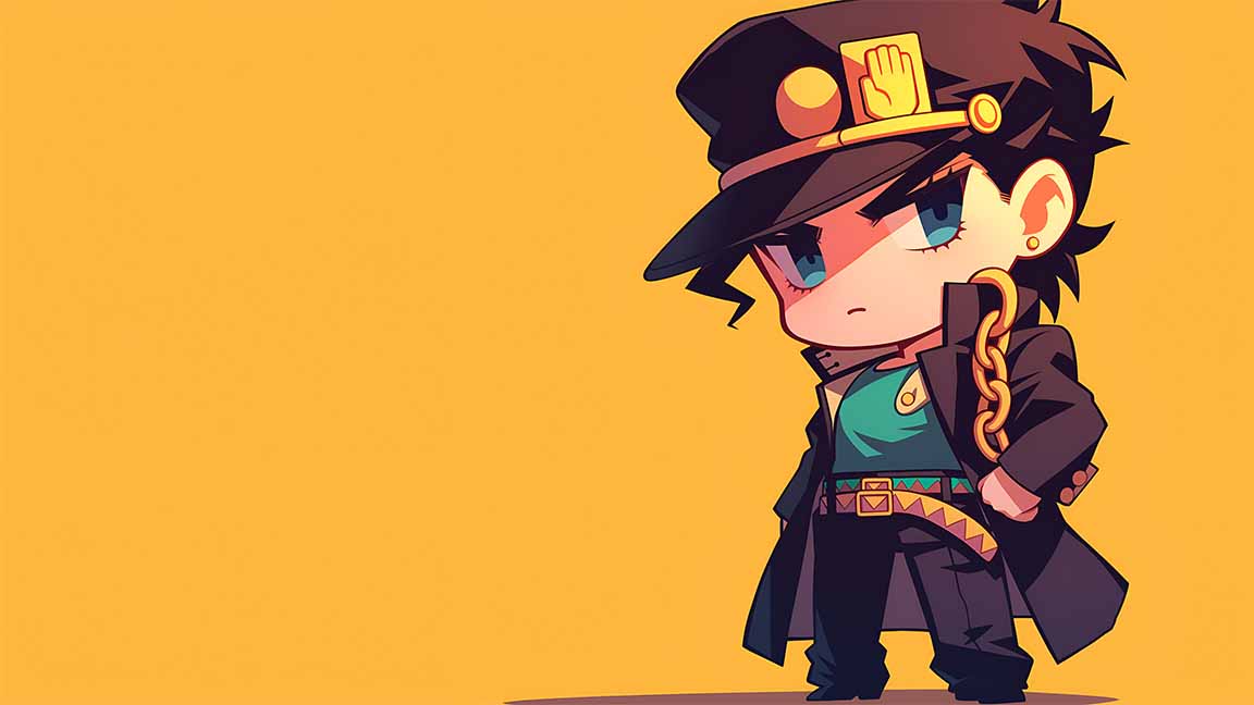 chibi jotaro kujo yellow pose wallpaper cover