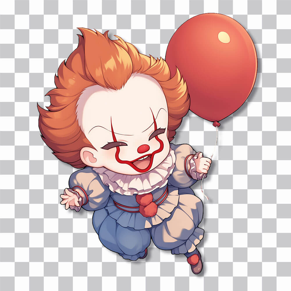 chibi pennywise with balloon sticker cover