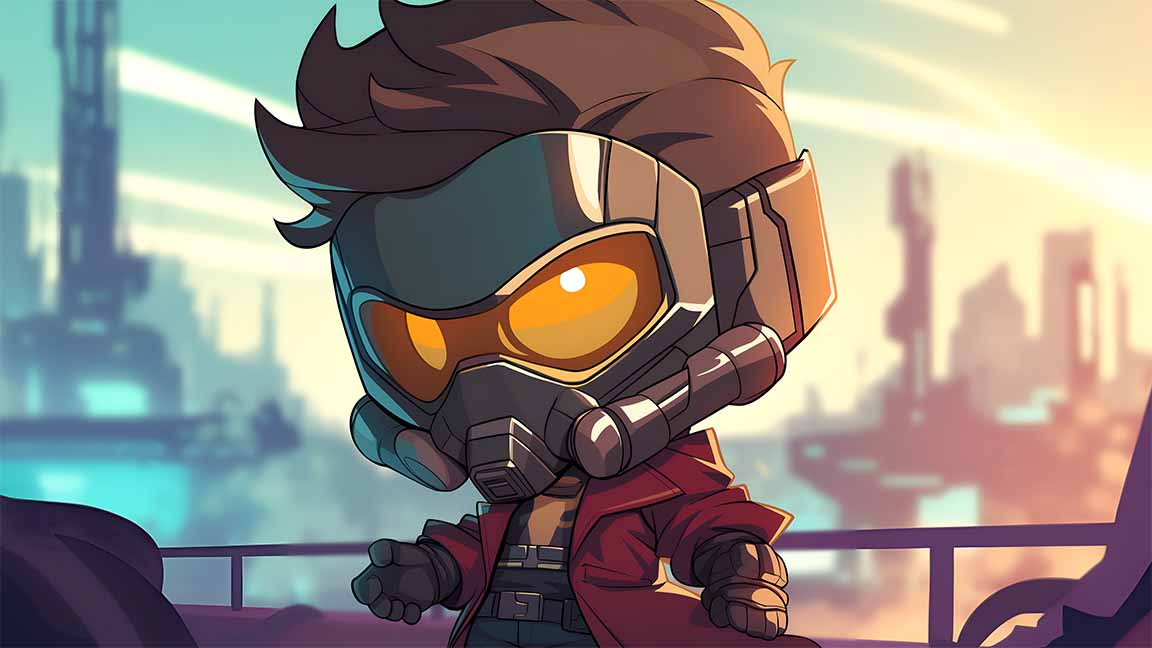 chibi star lord galactic hero desktop wallpaper cover
