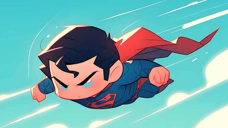 chibi superman flying desktop wallpaper cover