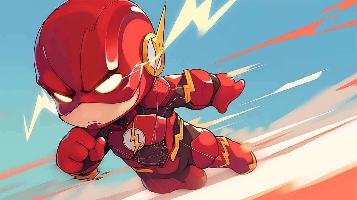 chibi the flash blue desktop wallpaper cover