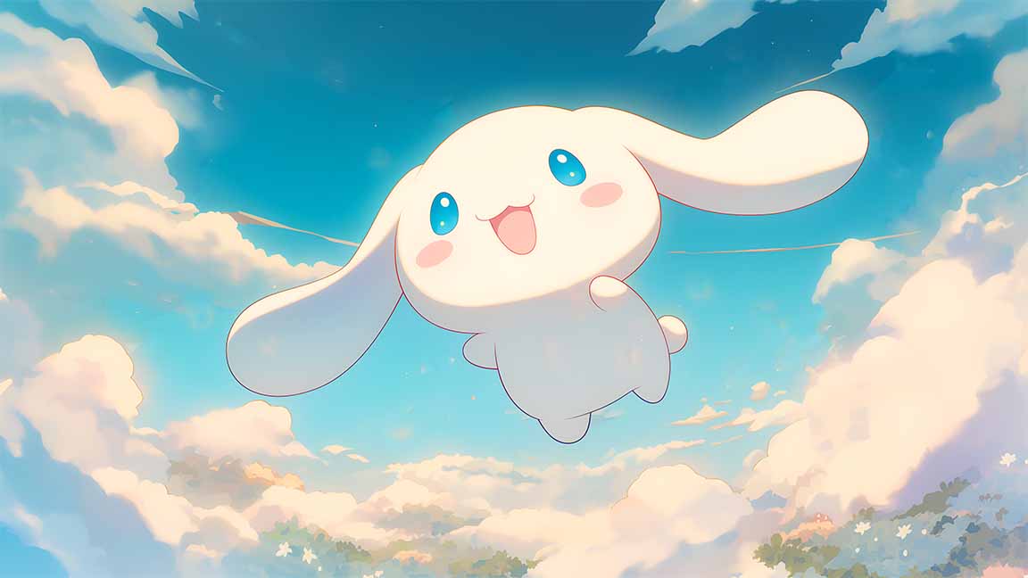cinnamoroll adorable clouds blue sky desktop wallpaper cover