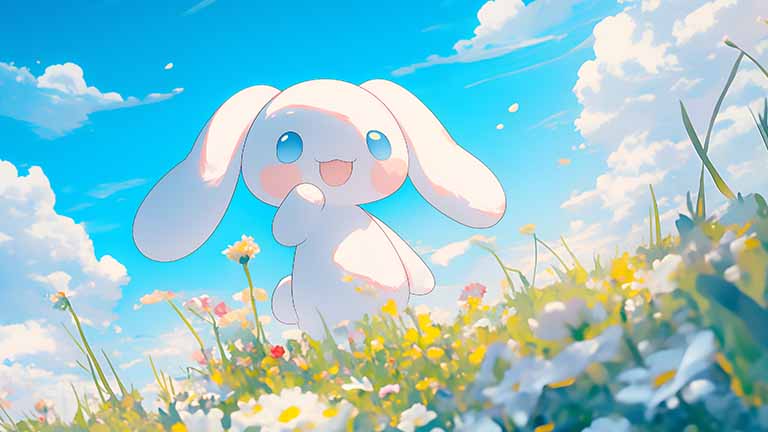 cinnamoroll under blue sky desktop wallpaper cover
