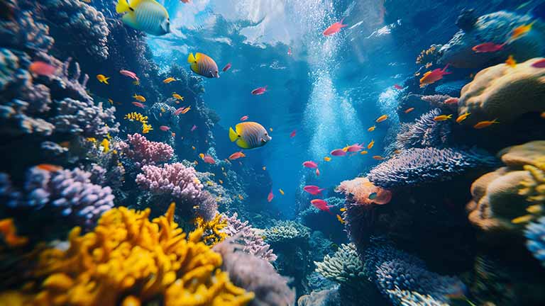 coral reef with butterflyfish desktop wallpaper cover