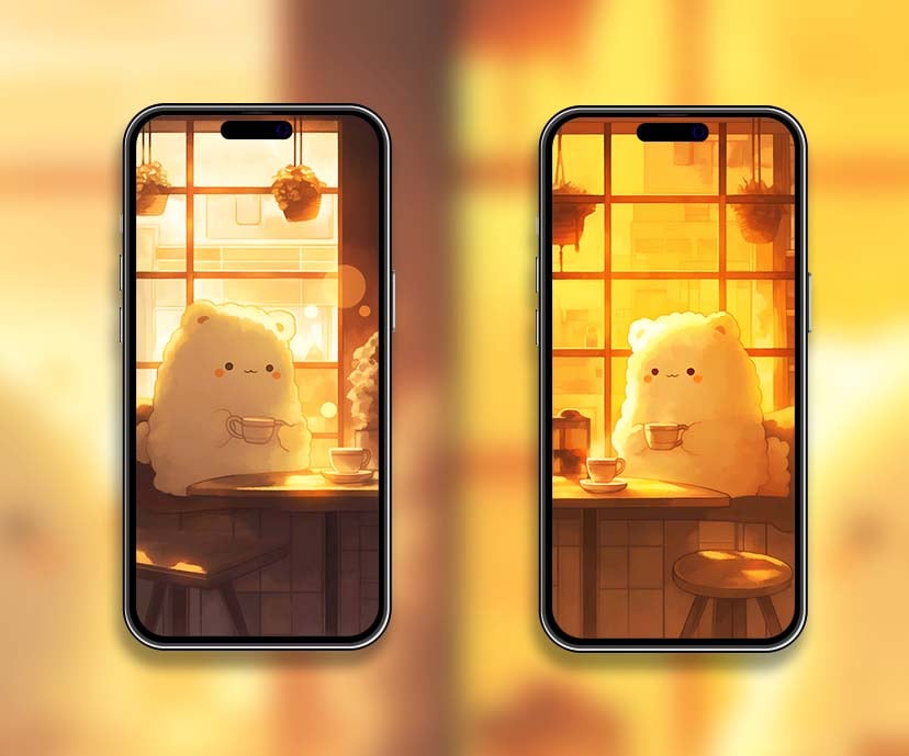 cozy pompompurin sunset cafe matching wallpapers collection