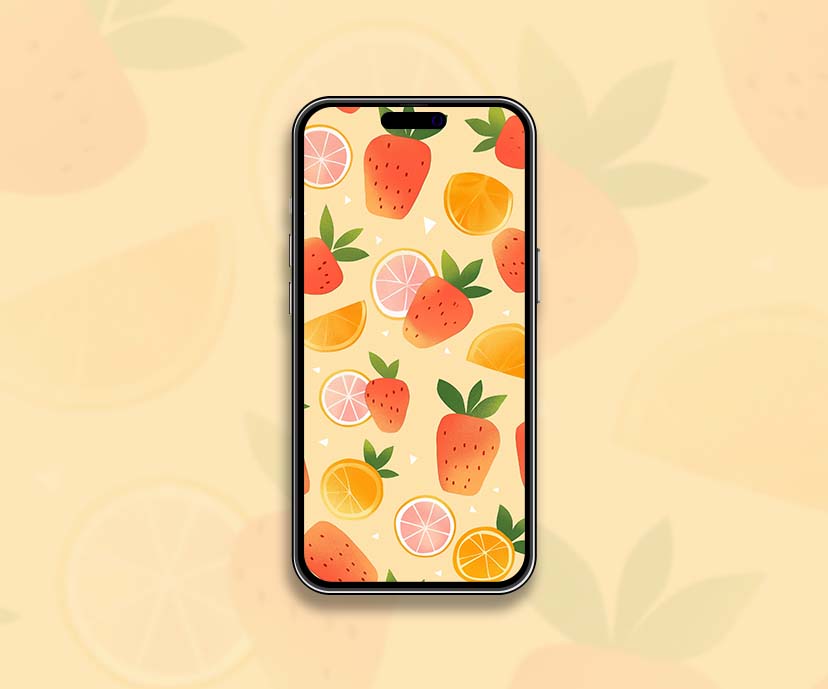 cute strawberry orange pattern wallpapers collection