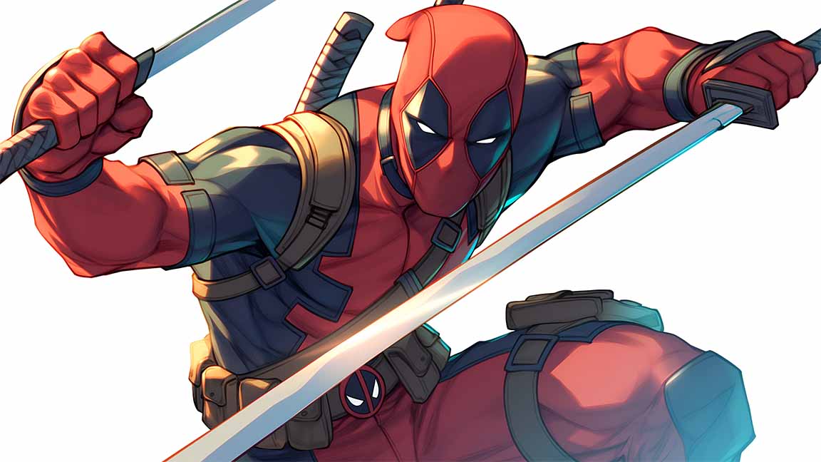 deadpool dual katanas action desktop wallpaper cover