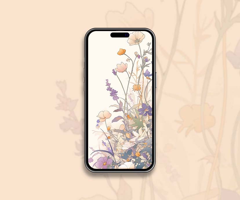 delicate cream aesthetic wildflower wallpapers collection