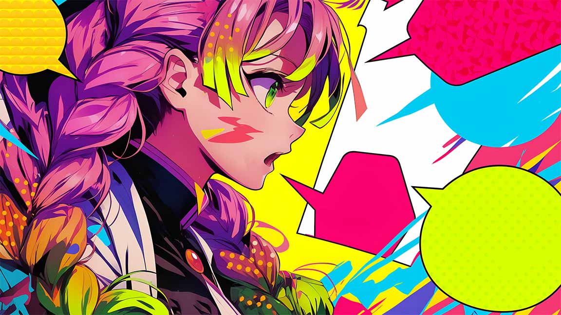 demon slayer mitsuri pop art desktop wallpaper cover