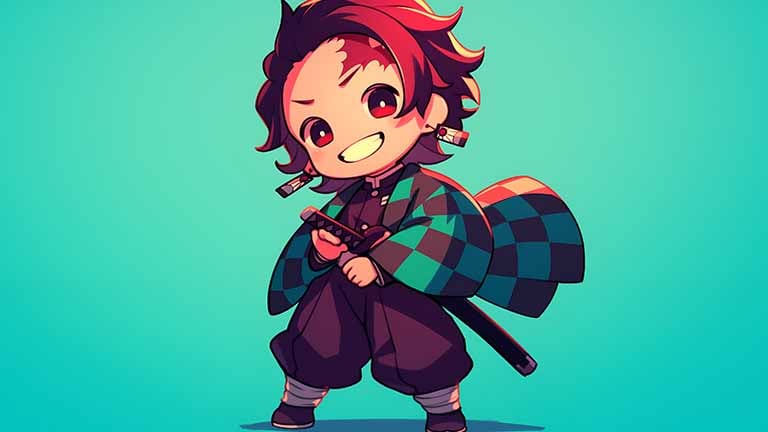 demon slayer tanjiro with green black robe desktop wallpaper cover