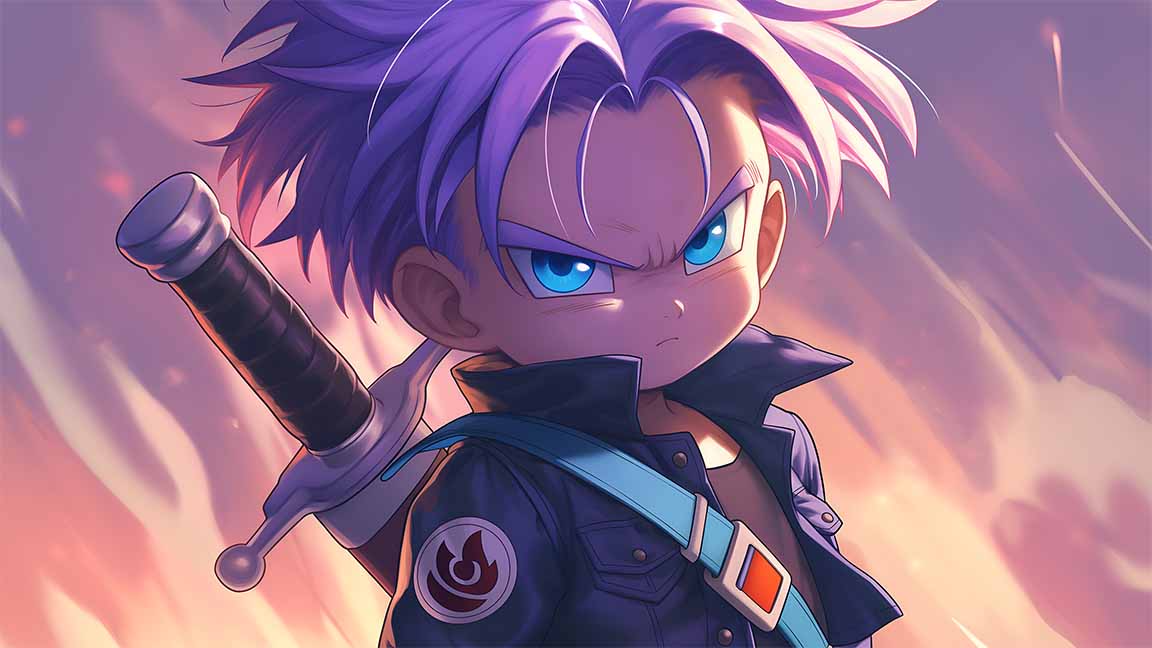 dragon ball chibi trunks desktop wallpaper cover
