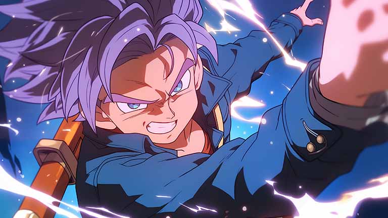 dragon ball trunks with angry expression desktop wallpaper cover