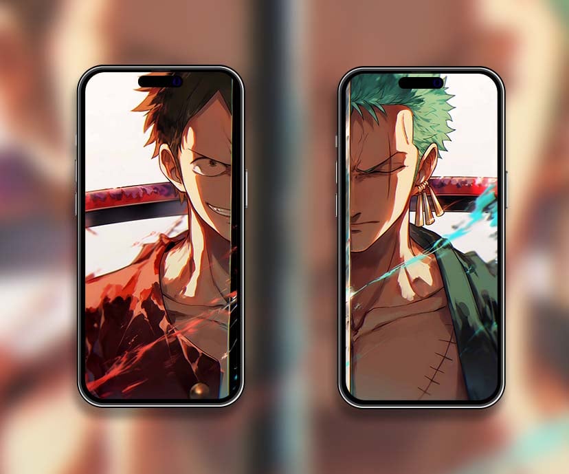 epic luffy vs zoro split face matching wallpapers collection