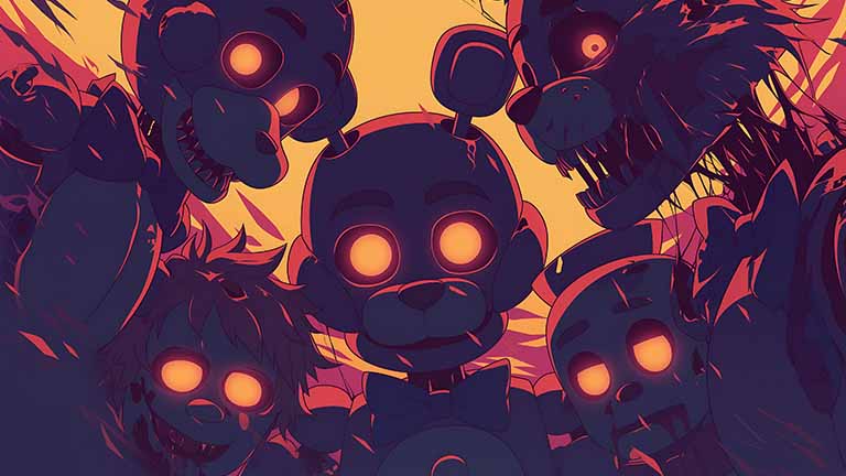 fnaf creepy characters desktop wallpaper cover