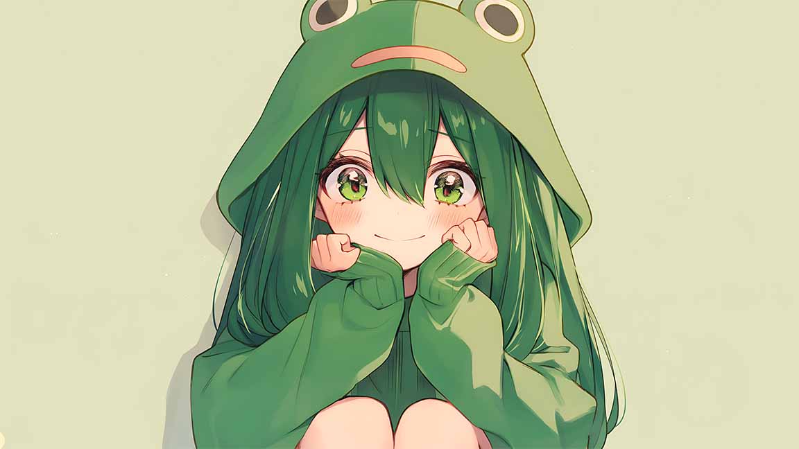 froggy anime girl aesthetic desktop wallpaper cover