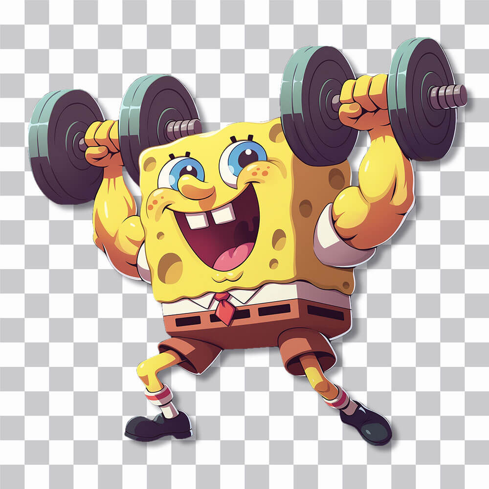 funny workout spongebob sticker cover