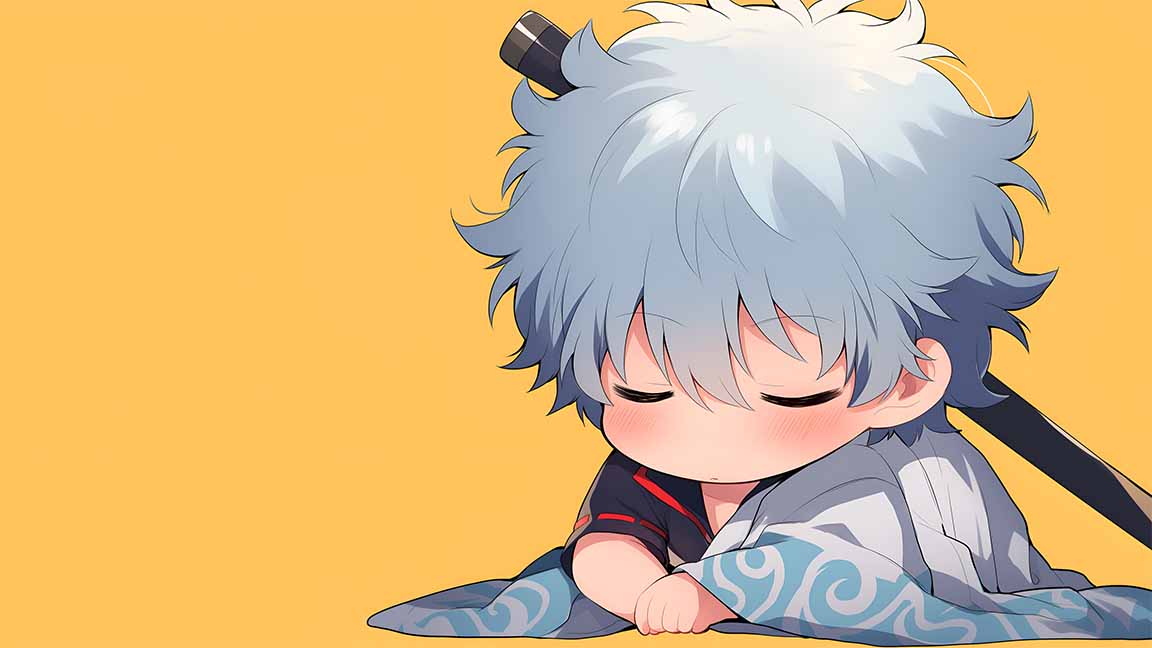gintoki sakata chibi sleeping desktop wallpaper cover