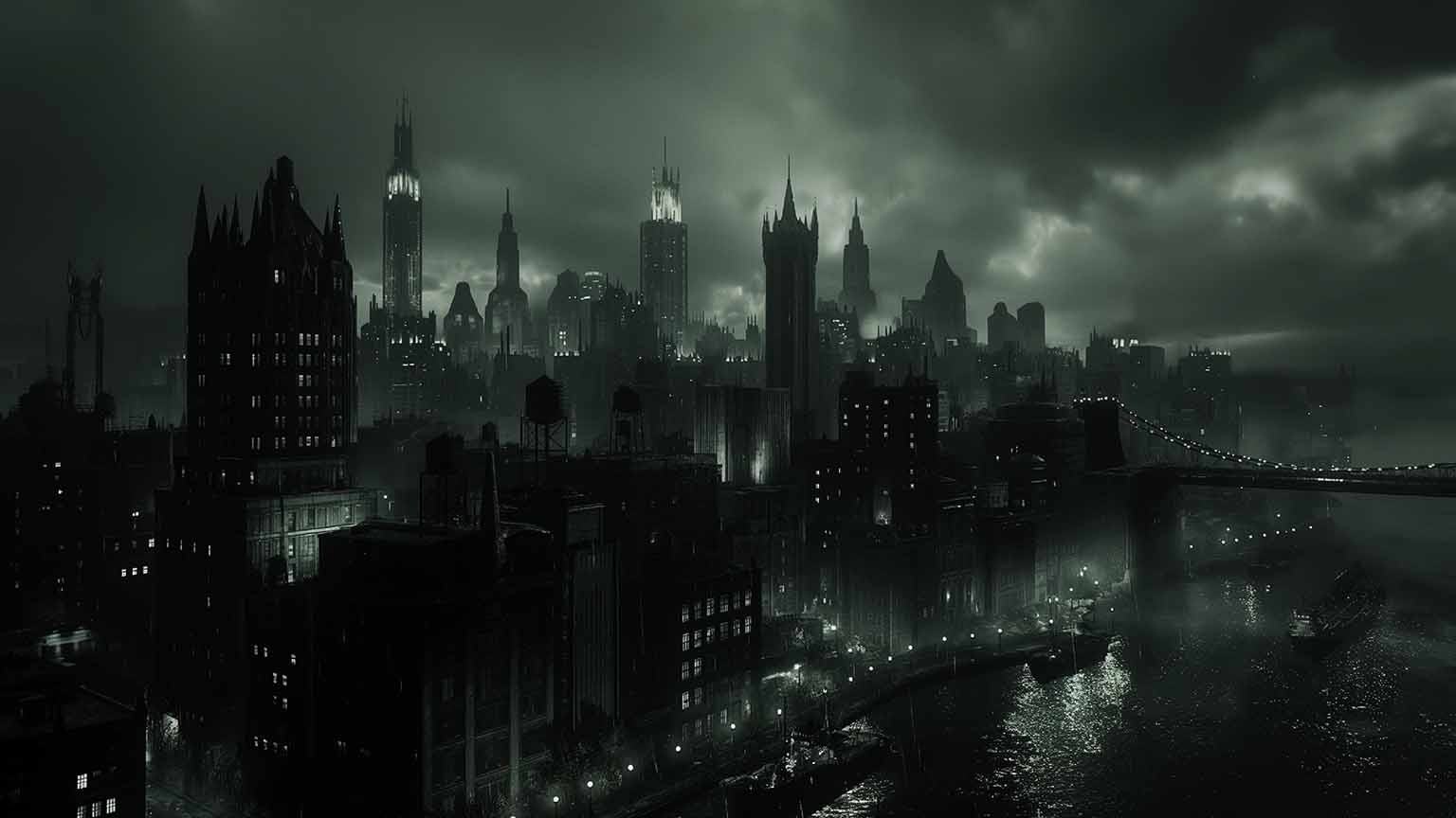 gotham city night view desktop wallpaper cover
