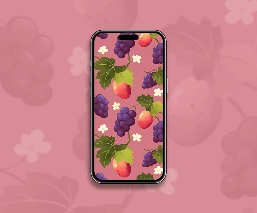 grape strawberry pattern preppy aesthetic wallpaper collection