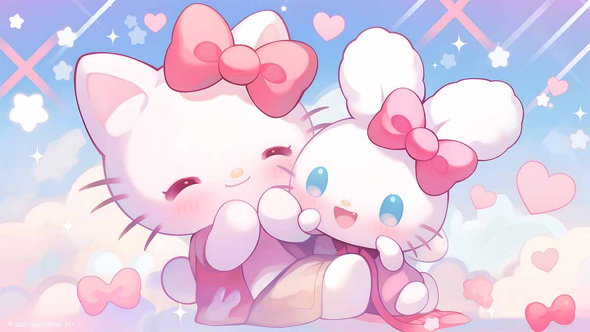 hello kitty and cinnamoroll pastel cute desktop wallpaper cover