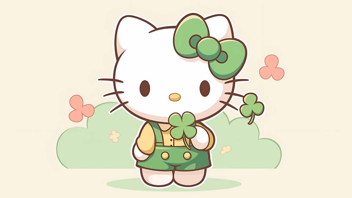hello kitty leprechaun green bow st patrick's day desktop wallpaper cover