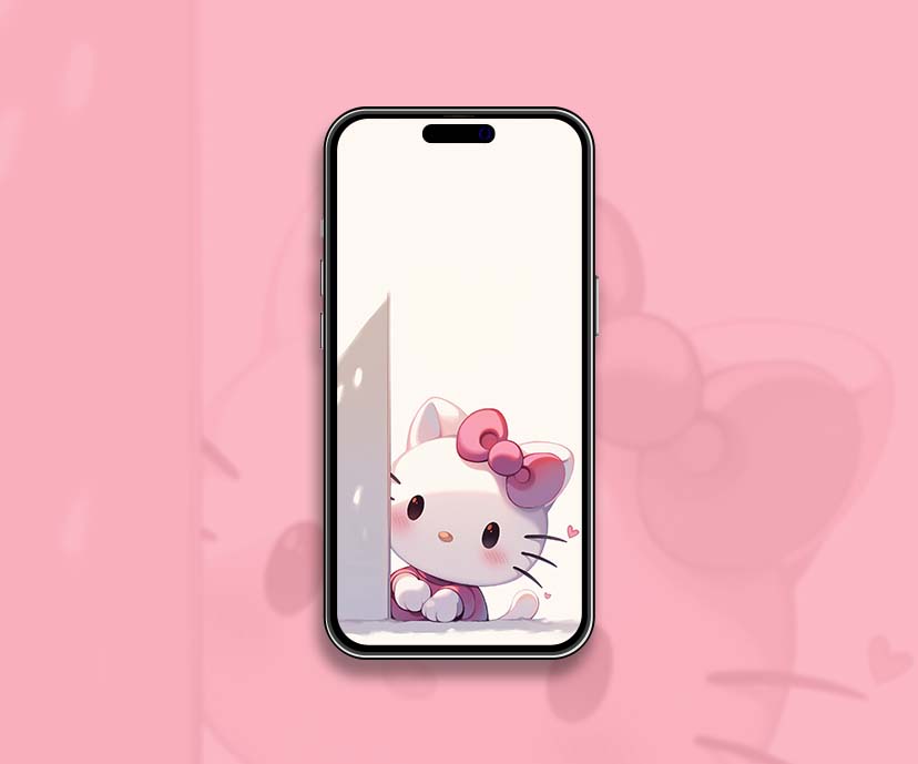 hello kitty peeking cute white n pink wallpaper collection