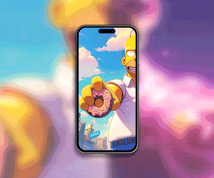 homer simpson holding donut tap to switch wallpapers collection
