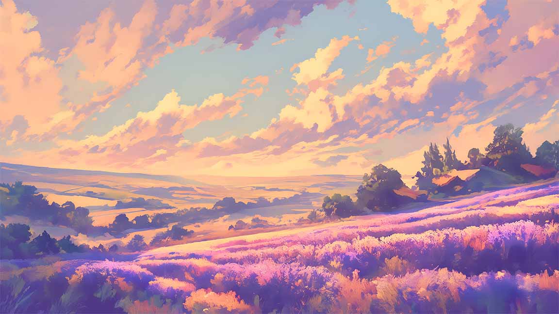 lavender fields provence countryside sunset desktop wallpaper cover