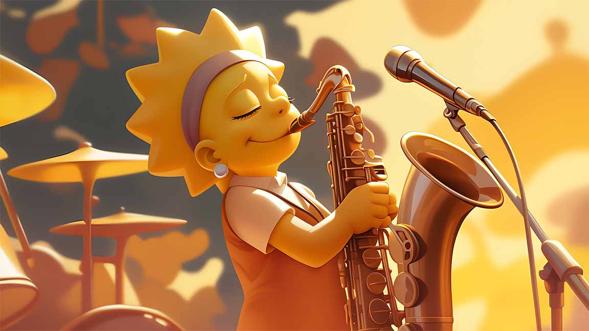 lisa simpson jazz saxophone desktop wallpaper cover