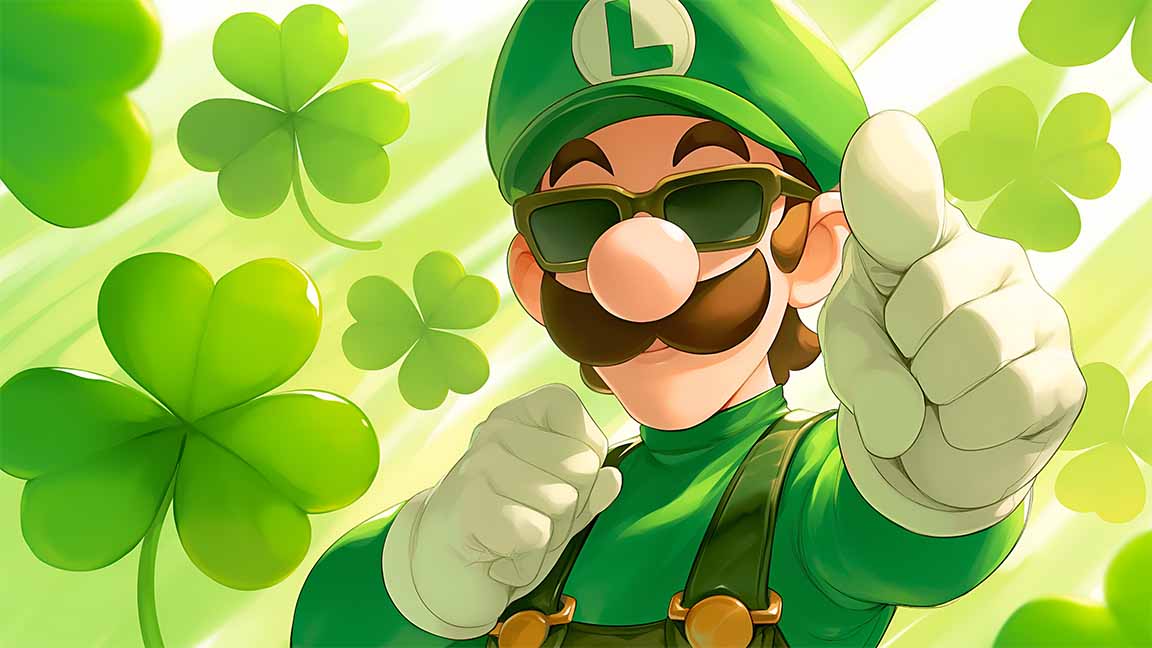 luigi green mustache st patrick's day desktop wallpaper cover