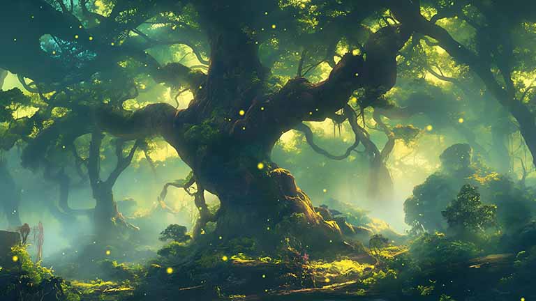 magical forest scene desktop wallpaper cover