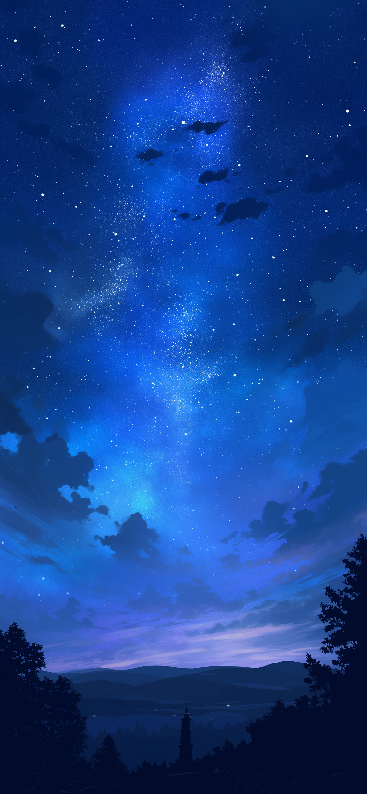 Milky Way Blue Night Sky Wallpapers - Beautiful iPhone Wallpapers, image size:1212x2622