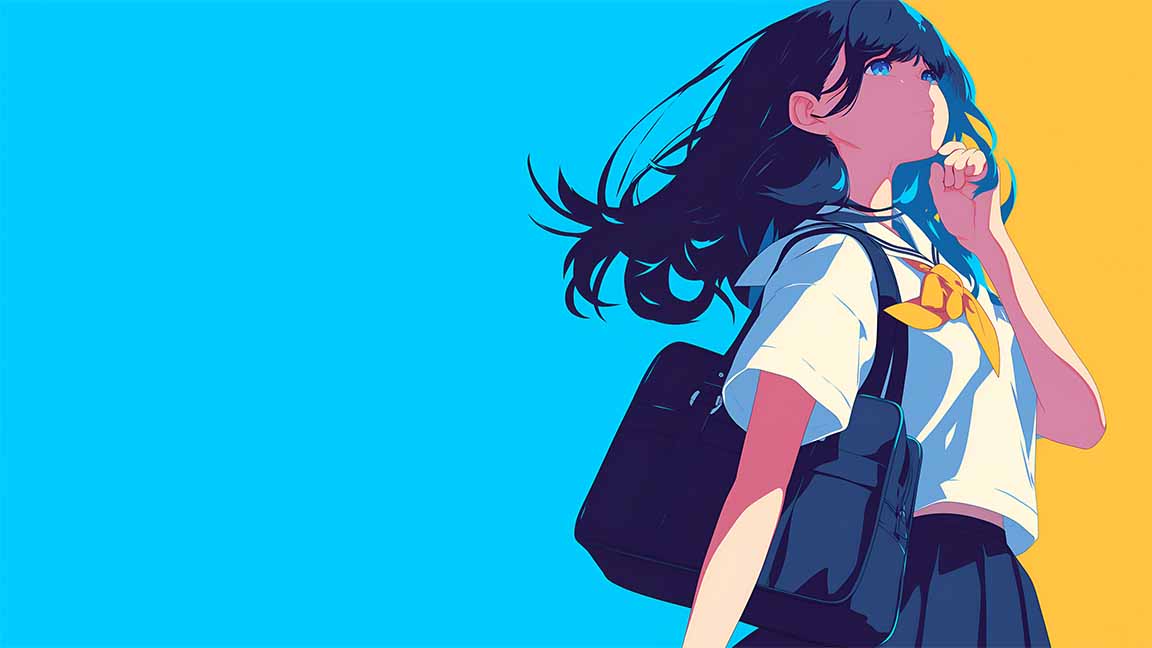 minimalist anime girl vibrant background wallpaper cover