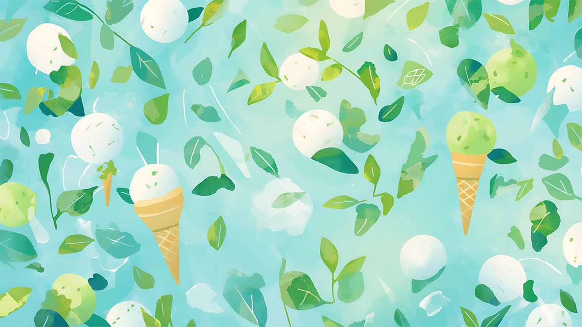 mint summer refreshing ice cream pattern desktop wallpaper cover