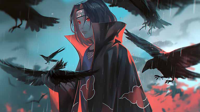 naruto itachi crow genjutsu desktop wallpaper cover
