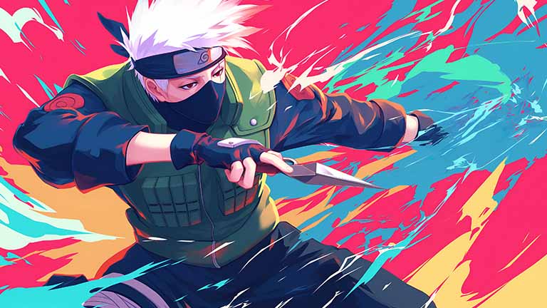 naruto kakashi in fighting stance desktop wallpaper cover
