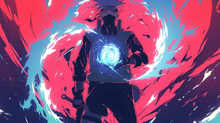 naruto kakashi using rasengan desktop wallpaper cover