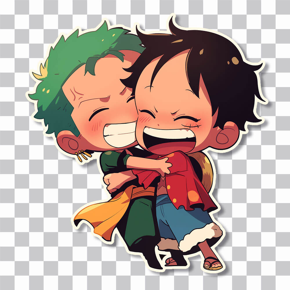 one piece luffy zoro hug sticker cover
