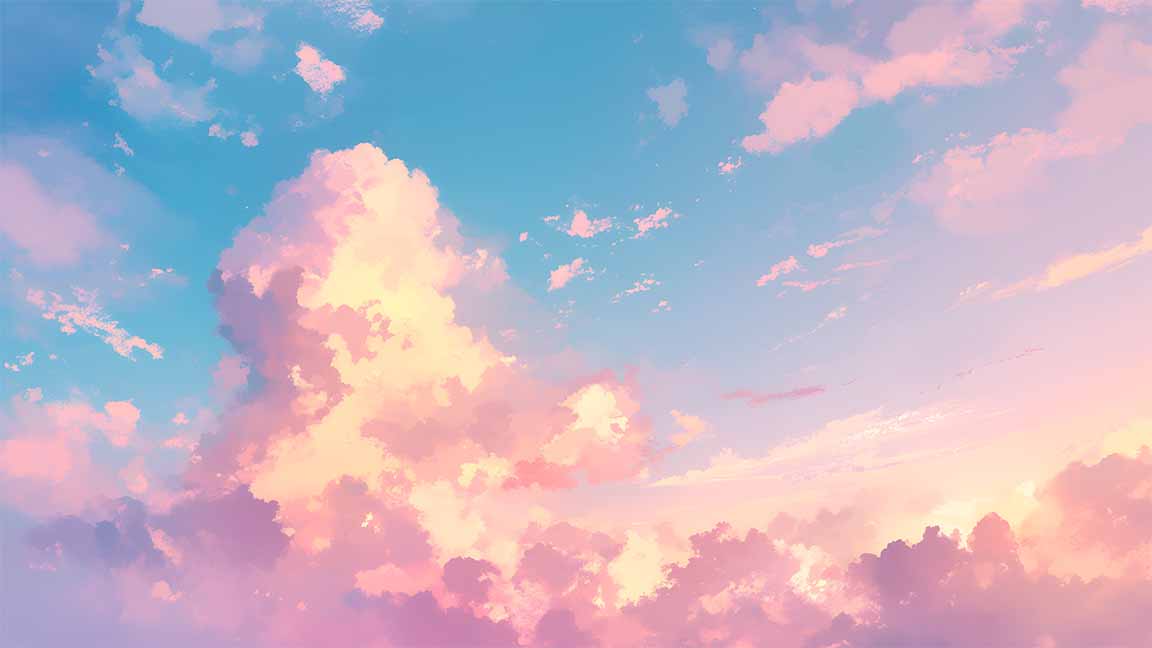 pastel dream sky blue and pink clouds desktop wallpaper cover