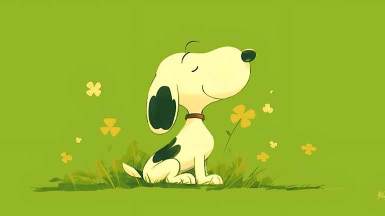 peanuts snoopy with clovers desktop wallpaper cover