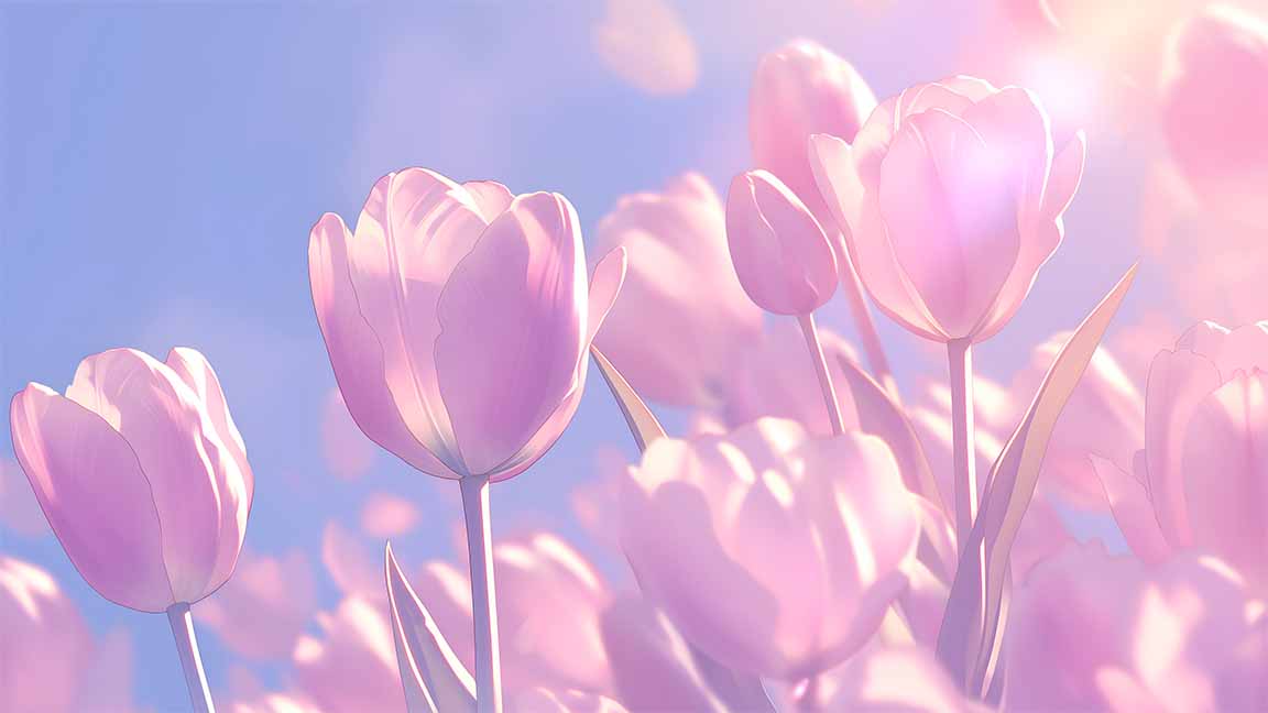 pink tulips springtime soft sunlight desktop wallpaper cover