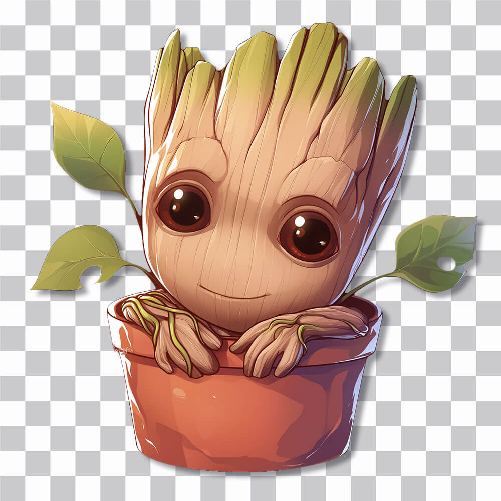 potted groot marvel comics sticker cover