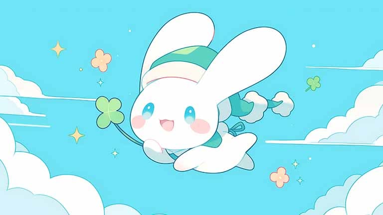 sanrio cinnamoroll with clover desktop wallpaper cover