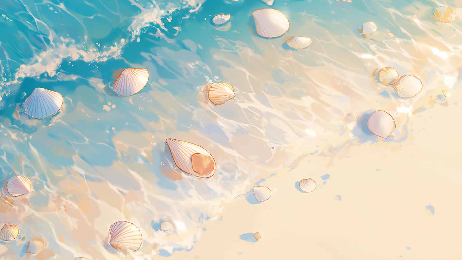 sea shells in clear water desktop wallpaper cover