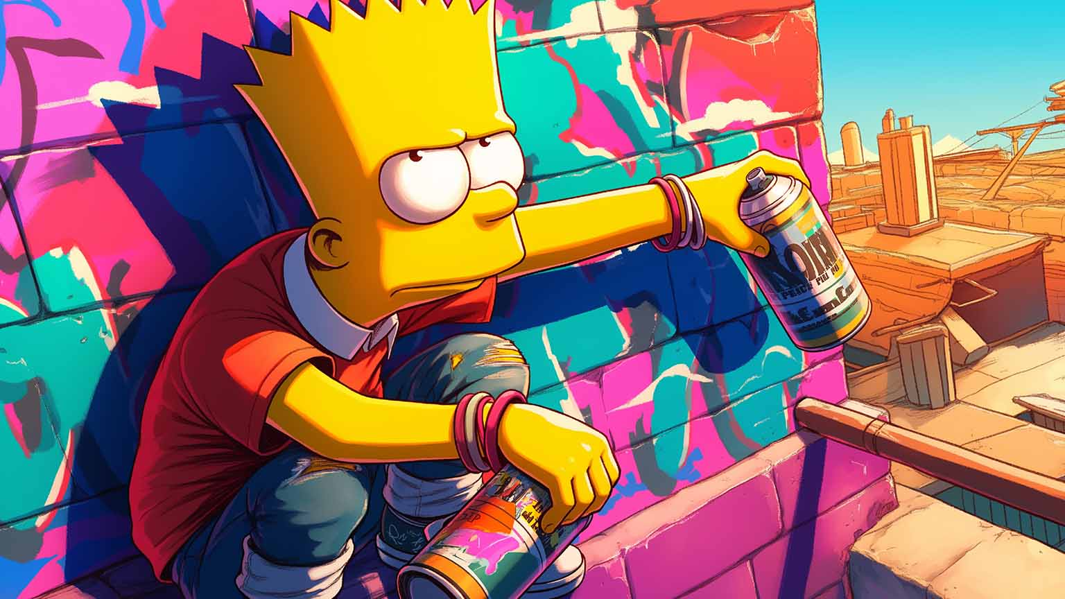simpsons bart simpson graffiti artist desktop wallpaper cover
