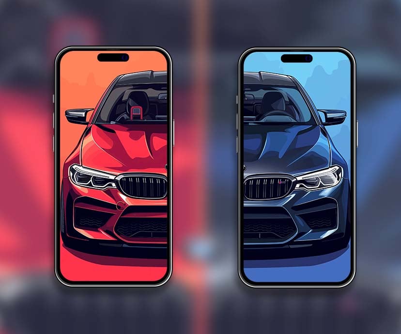sleek bmw m5 red and blue matching wallpapers collection