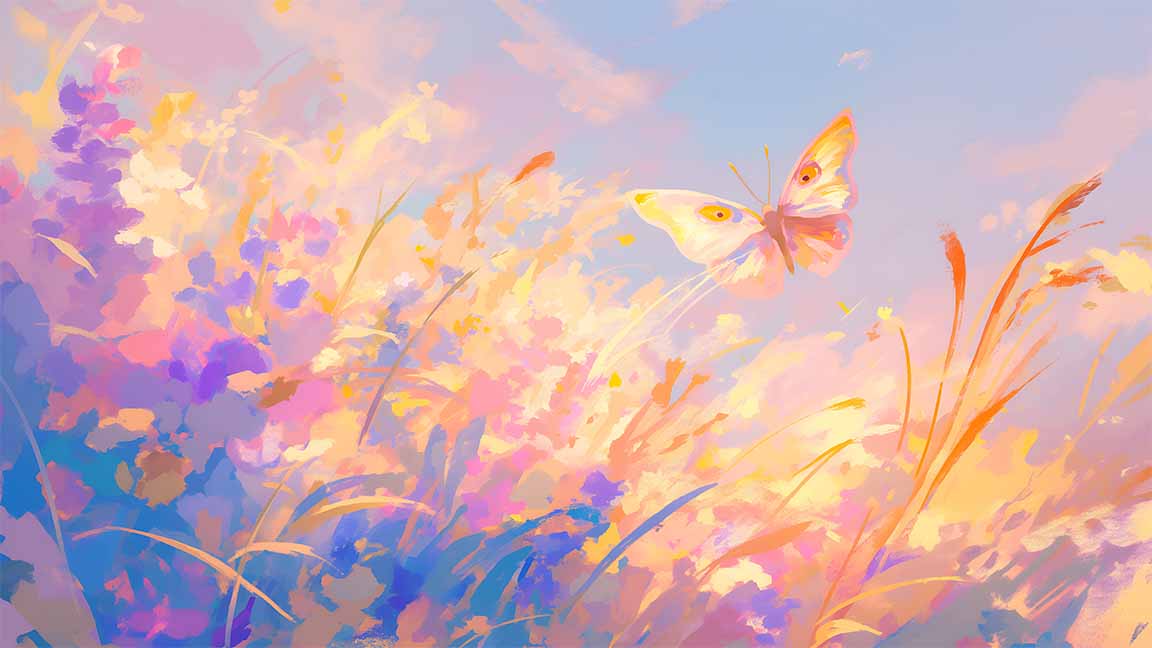 soft watercolor butterfly pastel field desktop wallpaper cover